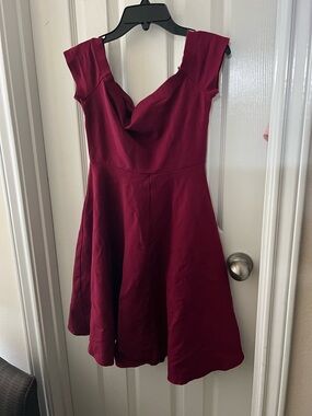 Windsor Sleeveless Burgundy Cowl-Neck Fit & Flare Dress
